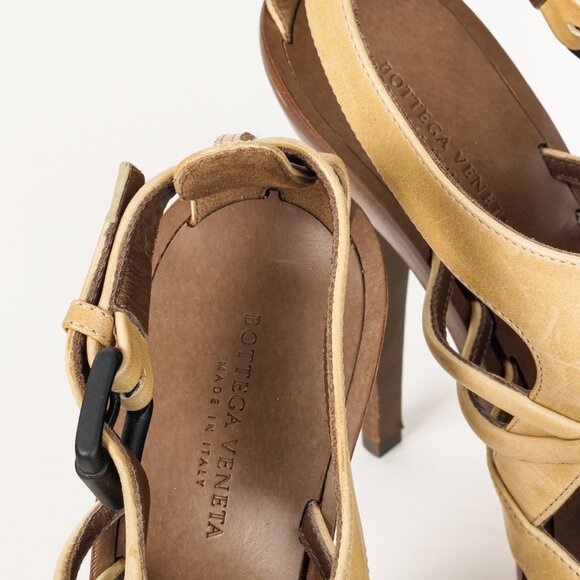 Bottega Veneta Brown Khaki Cage Wooden Platform Stiletto Sandal - Picture 10 of 10